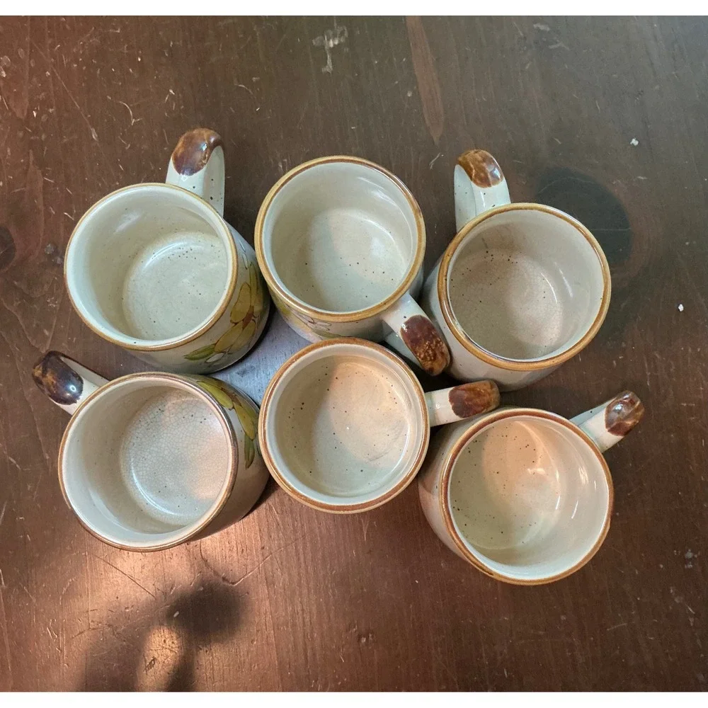 Norleans Korea Set of 6 Ceramic Mugs Yellow Flower Lemon‎ Design - Picture 5 of 8